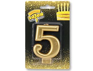 Свеча для торта -цифра «5» Золотая, 8см