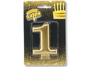 Свеча для торта -цифра "1" Золотая, 8см