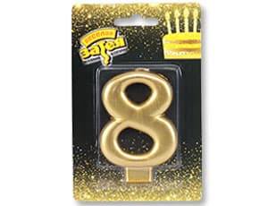 Свеча для торта -цифра «8» Золотая, 8см