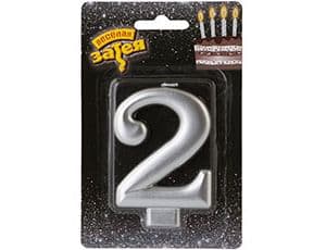Свеча для торта -цифра «2» Серебро 8см