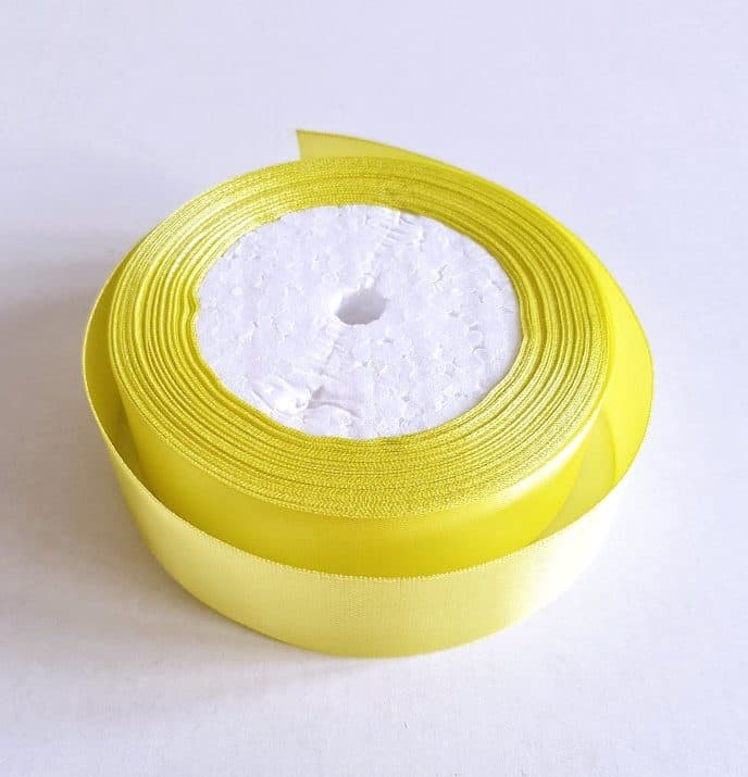 Лента атласная, 20 мм × 23 ± 1 м, цвет жёлтый