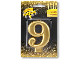 Свеча для торта -цифра «9» Золотая, 8см